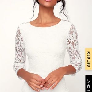 Lulus Adley White Lace 3/4 Backless Maxi Dress
